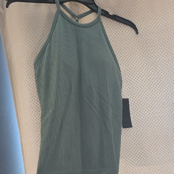 90 Degree By Reflex Tops - 90 Degree By Reflex Olive Ribbed Tank Top